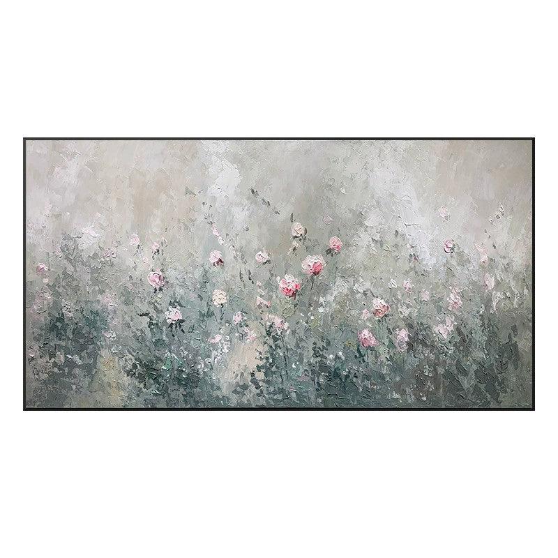 Large Abstract Texture Flowers Peony Oil Painting Horizontal Light Luxury Flower Wall Art Living Room Bedroom - kalapaint