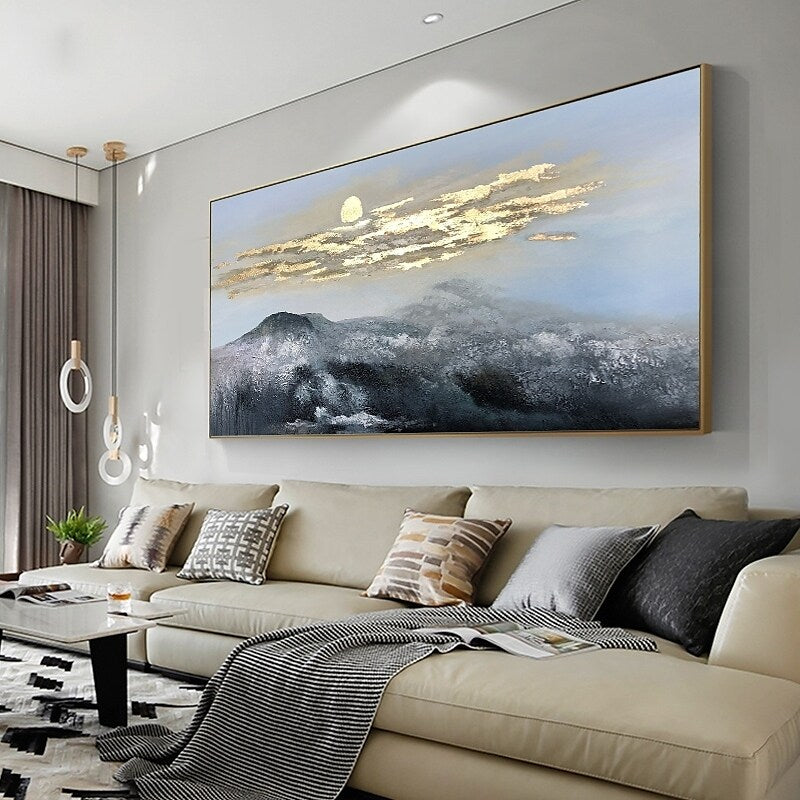 Misty Moon Mountains Painting