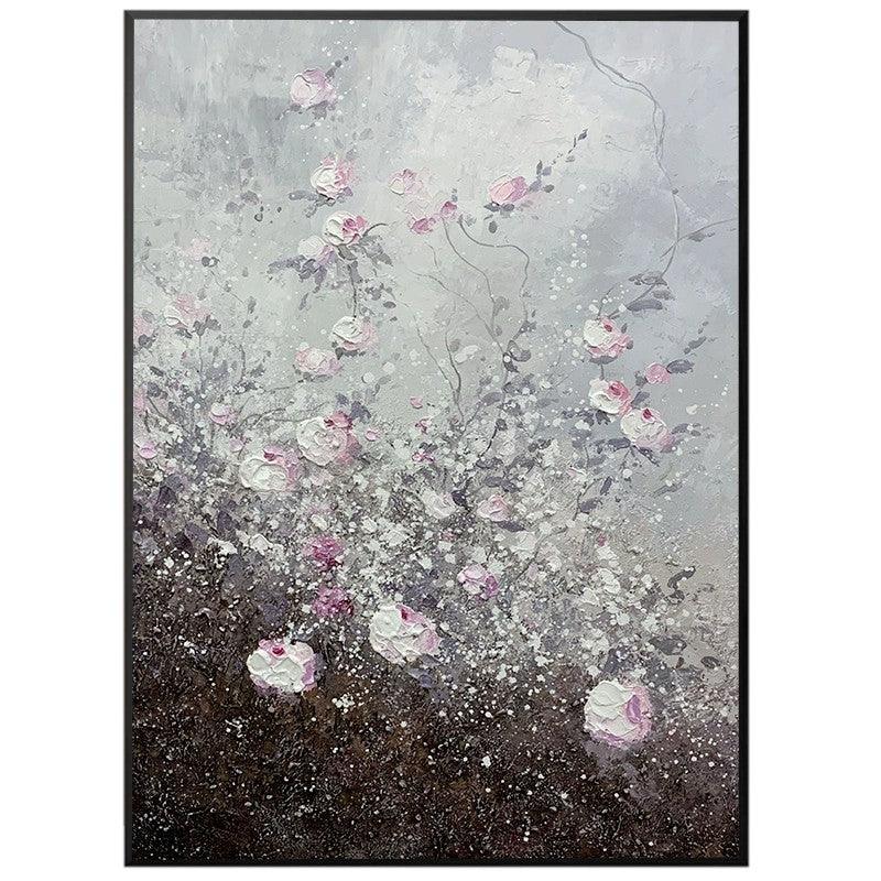Original Abstract Flower Texture Oil Painting for Entryway Living Dining Room - kalapaint