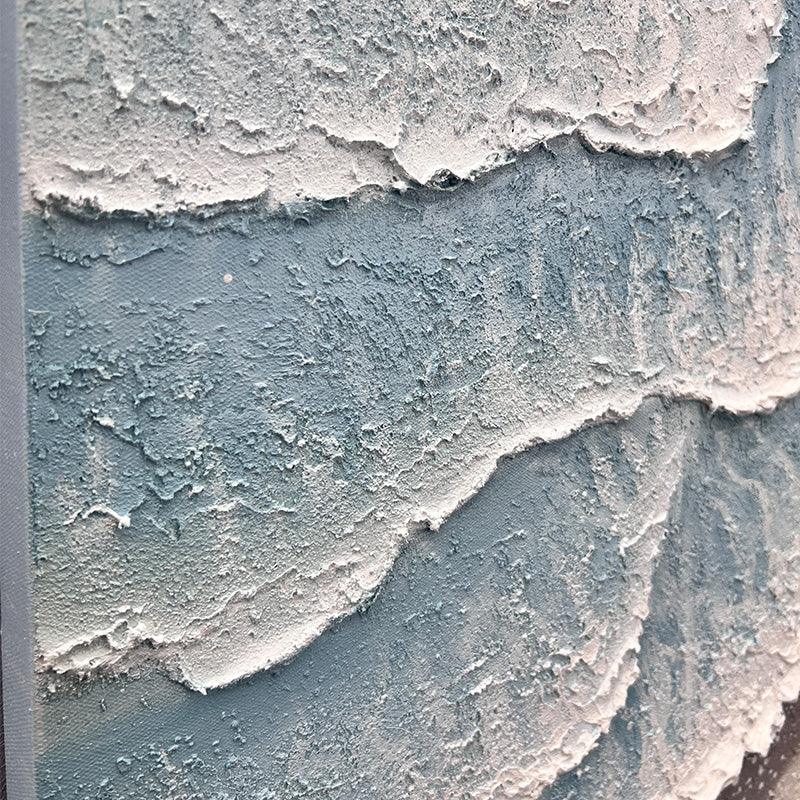 Abstract Minimalist Blue Textured Ocean Oil Painting on Canvas - kalapaint