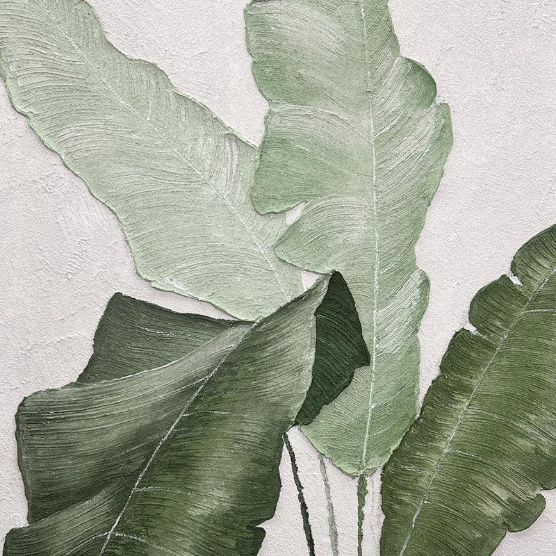 Large Green Leaves Abstract Oil Painting - kalapaint