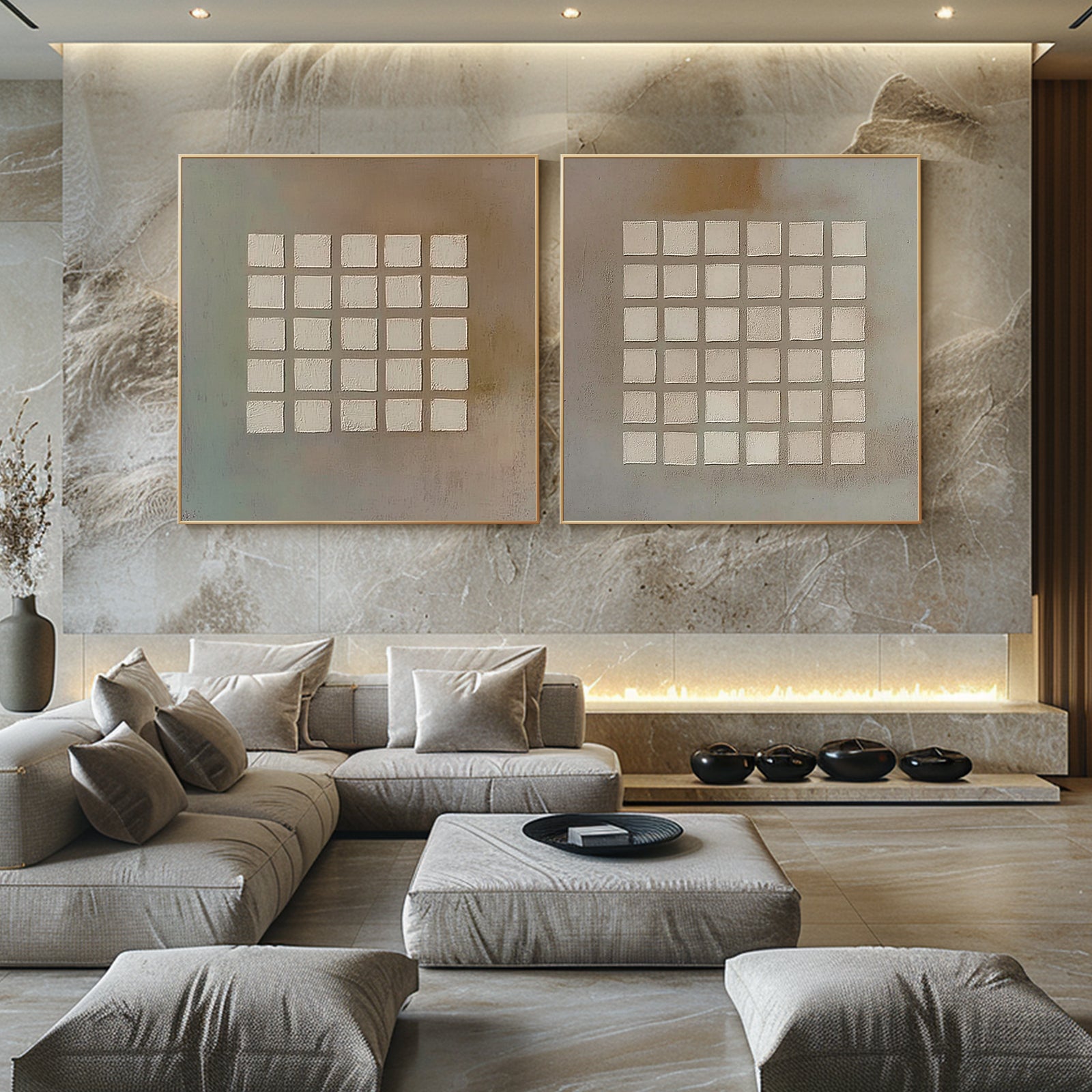 100% Hand-Painted Abstract Style Painting (Diptych) #T00019
