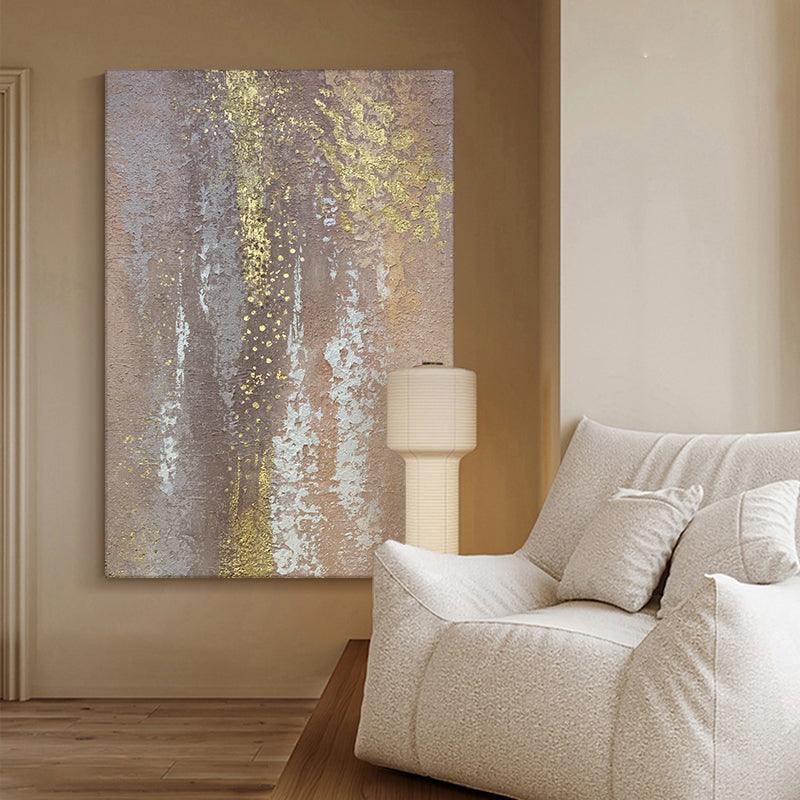 Brown and Gold Foil Abstract Textured Oil Painting Canvas Wall Art - kalapaint