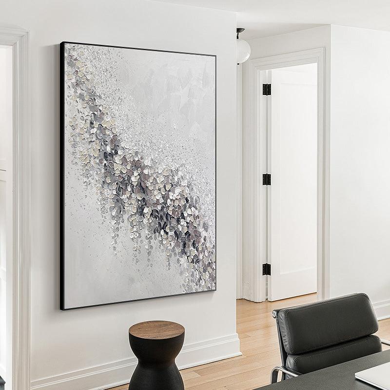 Square Abstract Leaf Grey and Brown Textured Acrylic Oil Painting - kalapaint