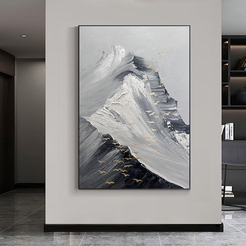 Abstract Majestic Mountain Landscape Oil Painting on Canvas - kalapaint